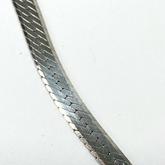 925 Italy Necklace SU Harrington Bone Flat Chain V Style CZ 14.05g - Picture 10 of 14